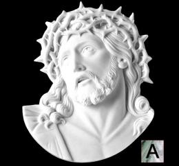 SYNTHETIC MARBLE HEAD OF CHRIST SILVERY FINISHED